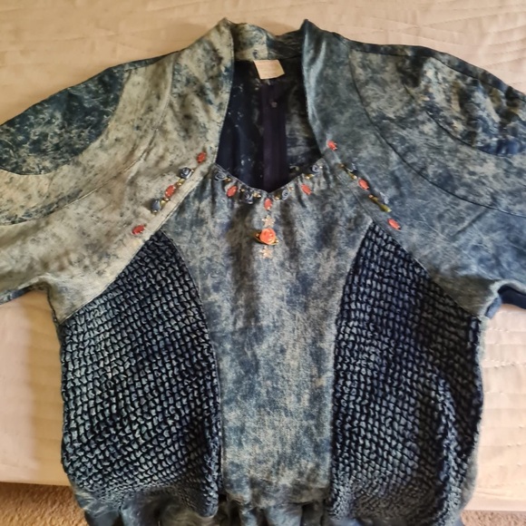 Blue Fit and Flare Midi Dress with Long Raglan Sleeves - Picture 3 of 6